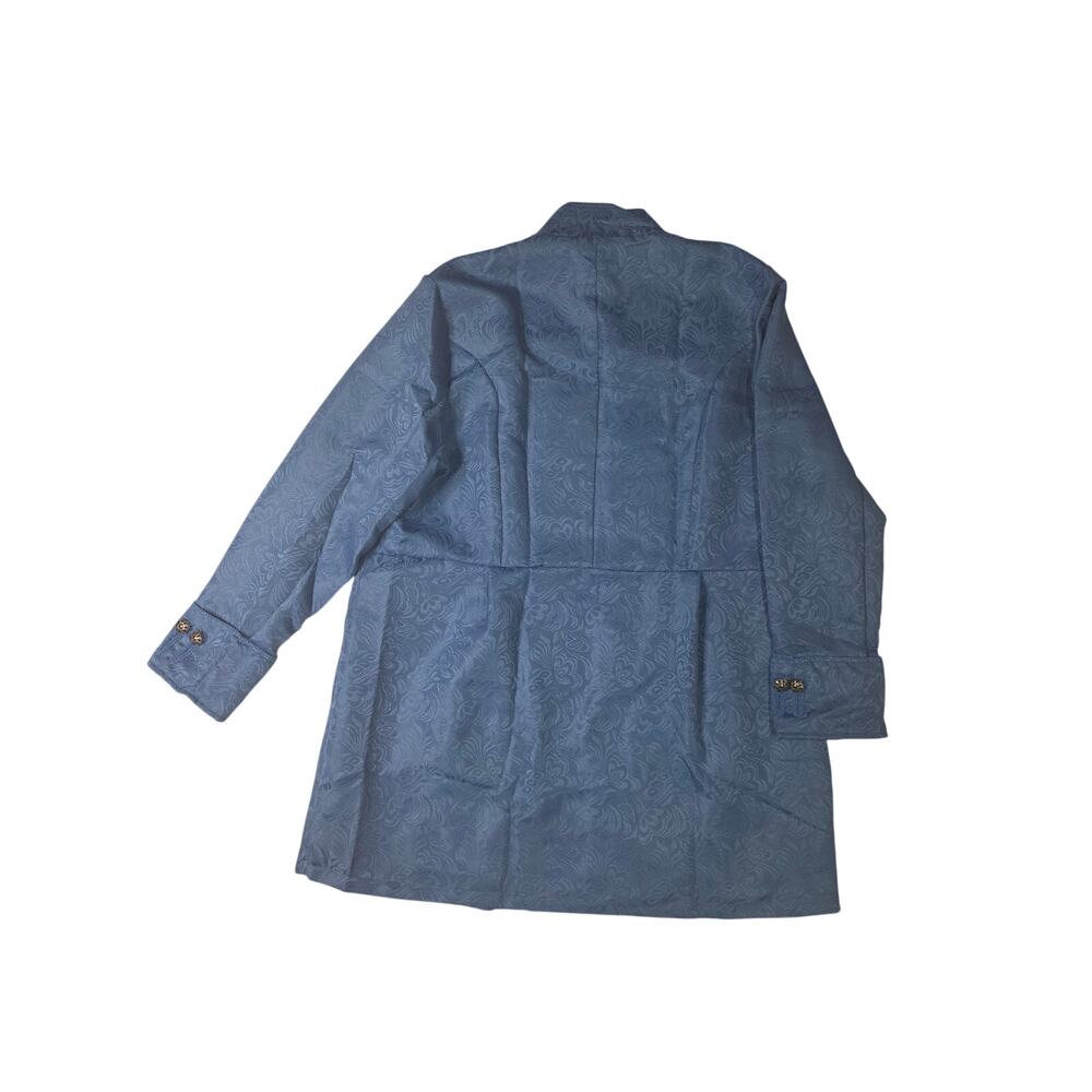 Blue Jacquard Tunic Jacket 3XL Mandarin Collar Ornate Button Damask Cosplay - Picture 4 of 10